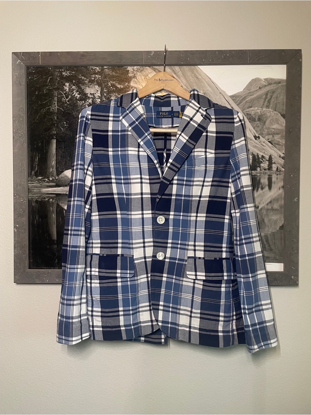 Ralph Lauren Navy & White Plaid Blazer